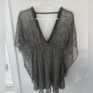 Elif for Jordan Taylor Black/Silver Sheer Swim Cover-Up | Size Small